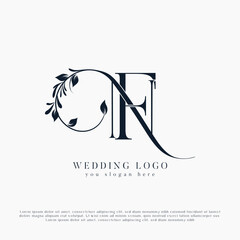 Letter NF, F N wedding monogram logo design template