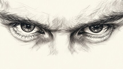 Intense close-up of a pair of piercing eyes, conveying emotion, with a minimalist background