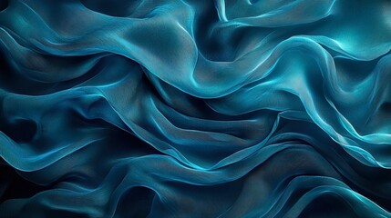 Obraz premium Abstract flowing blue fabric displays smooth textures and soft lighting