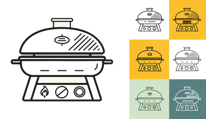 Electric Grill Illustration vector design, Electric Grill logo and icon design, Set of Electric Grill icon design