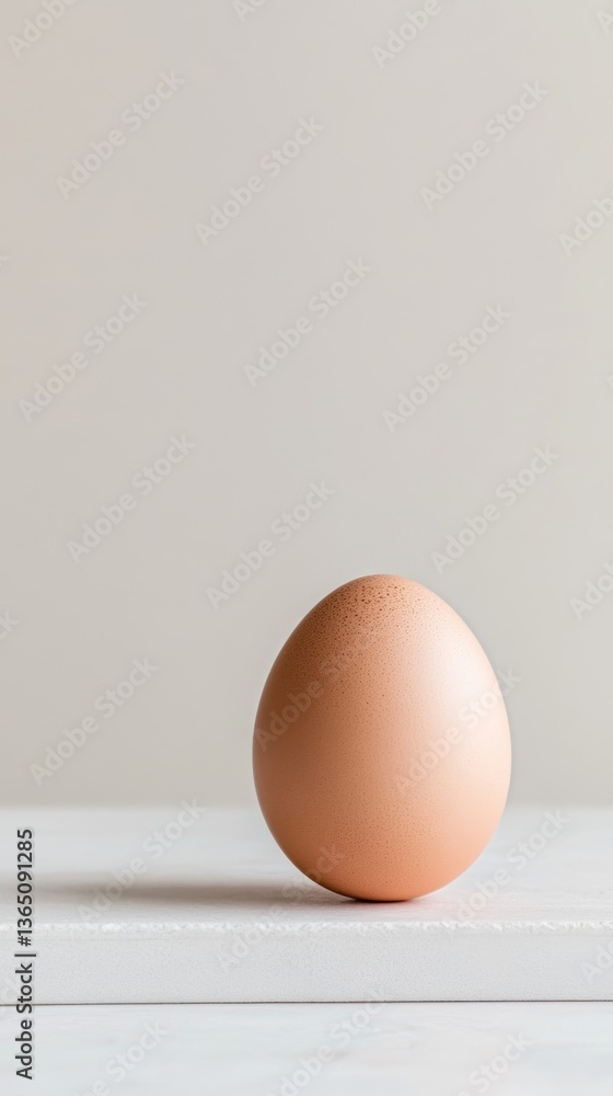 Poster perfectly shaped brown egg resting on a light surface with a neutral background creating a minimalis