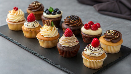 cupcakes with cream and chocolate