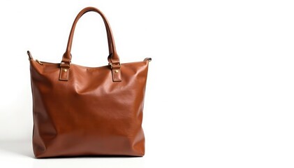 Brown leather tote bag isolated on white background, leather bag, isolated, bag