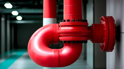Red Industrial Piping System with Expansion Tank