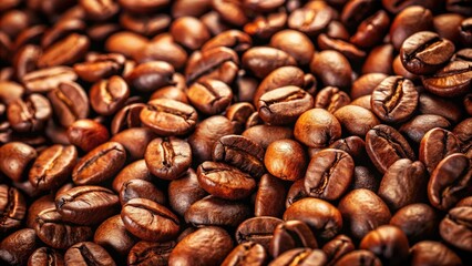 Fototapeta premium High-resolution image of roasted coffee beans, showcasing rich brown tones and detailed texture.