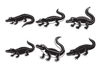 Crocodile silhouette vector Sr y