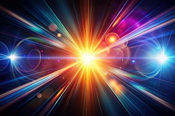 Fototapeta premium Isolated light effects: long exposure bokeh, starburst flare overlay, perfect for photo editing and design.