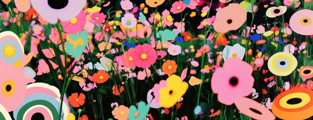 Meadow flower field pattern nature art.