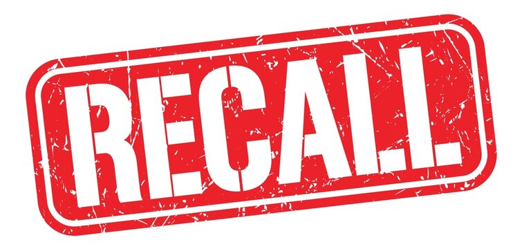 RECALL text written on red stamp sign.
