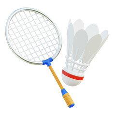 Badminton Racket and Shuttlecock 3d Icon