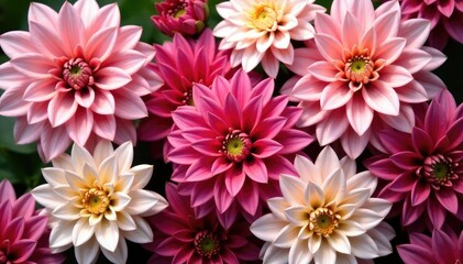 Obraz premium Elegant dahlia flower arrangement, repeating motif, soft focus , print, focus, textile