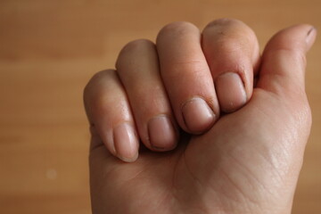 Fingers of the hands close-up. A woman's hand without a manicure. Well-groomed hands