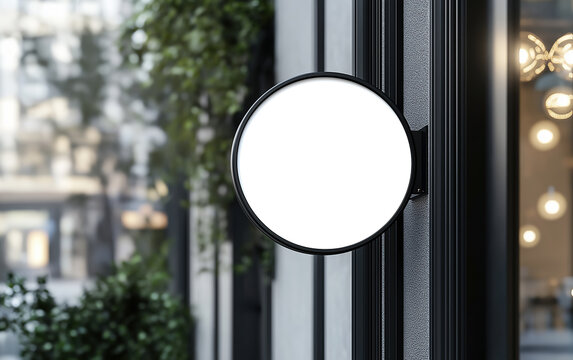 Mockup hanging sign, signage, lightbox. Poster city box, projecting blade sign. Template signage advertising citylight. Mockup outside signage, city light box, hanging sign. Realistic style photo