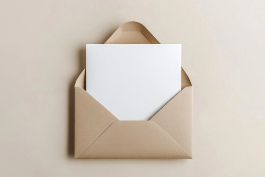 White Envelope Open with Blank Paper Inside Invitation - Invitaion