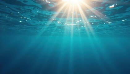 Obraz premium Seamless sea surface background as seen from underwater, with sunlight filtering through the water creating a serene and tranquil scene, surface, underwater