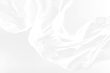 a beautiful, delicate strand of bright white mesh fabric is billowing effect isolated