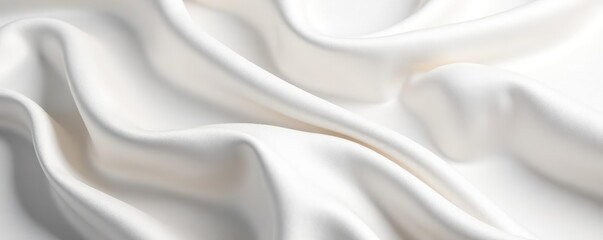 Obraz premium Luxurious silk fabric with fluid waves and satin texture, elegant drapery and shiny white surface, silk, EPS10
