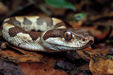 Obraz premium Gaboon Viper in Natural Habitat - Venomous Reptile in the Wild