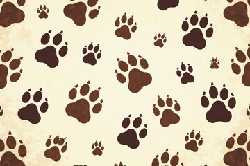 Obraz premium Seamless vector pattern of dog and cat paw prints for wallpaper background, texture, cats