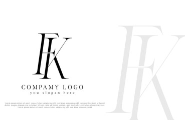Initial Letter FK Logo Design Vector