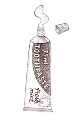 Toothpaste in package hand drawn vector illustration