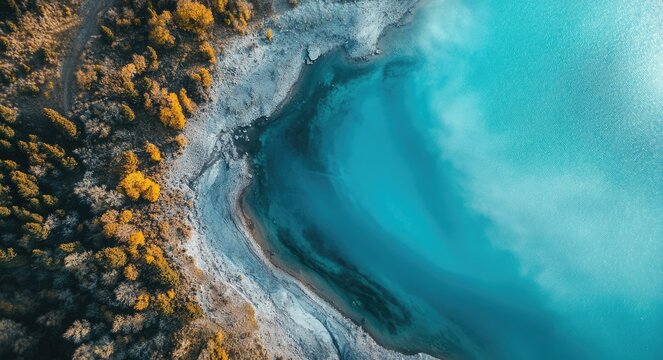 Haba Lake Aerial Landscape View over Brown Woodland in Tibet