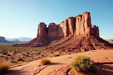Rock formation resembling a towering wall at Wall Street in Arches National Park, Utah, USA,  iconic landmark,  travel destination