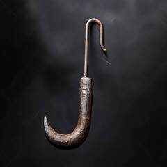 Rusty Hook: A vintage metal hook, weathered with time, its curved form hinting at a history of use and the passage of time.