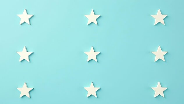 Mid-century modern starburst pattern with off-white stars on light blue background,  decorative,  decoration