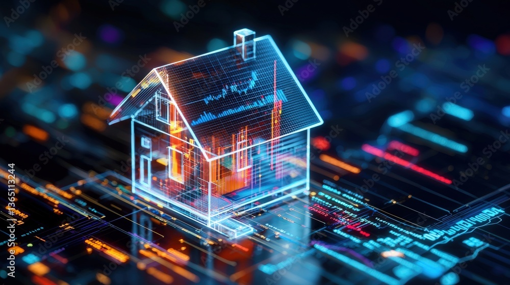 Poster a transparent house model with layers of financial data inside