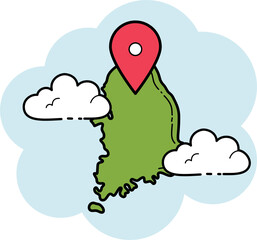 South Korea map cartoon illustration 
