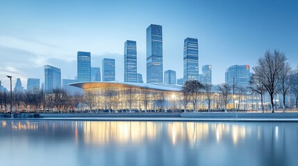 Obraz premium Modern City Skyline at Dawn