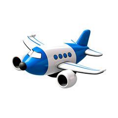 3D Glossy Blue and White Airplane Icon Representing Travel, Aviation, Flights, Transportation, and Tourism for UI, Apps, and Web Design, 3D airplane icon, blue airplane, white airplane