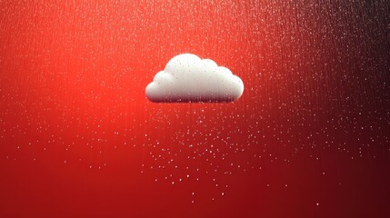 White cloud raining data; red background; digital concept