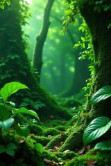 Lush greenery and foliage create a vibrant and natural backdrop for product displays,  environment,  earthy