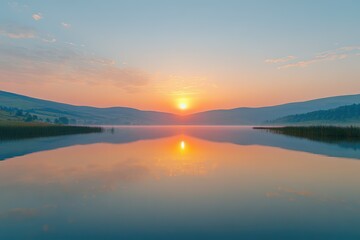 Fototapeta premium Frost-covered leafless tree branch in a panoramic view. Beautiful simple AI generated image