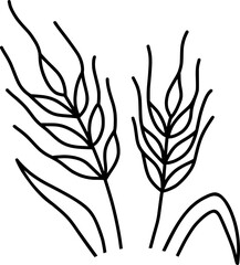 Fototapeta premium Hand-drawn Two Wheat Stalks with leaves
