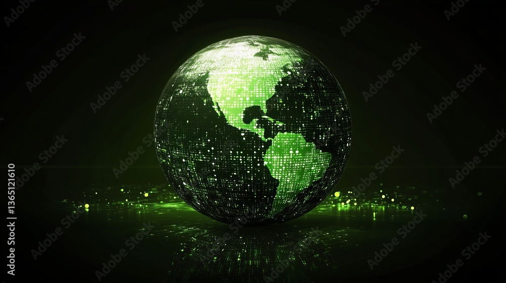 Poster digital green globe earth technology background abstract futuristic world map network connection dig