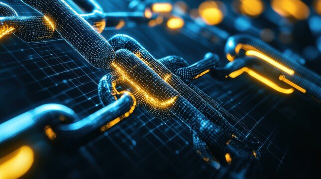 A cybersecurity architect building a decentralized blockchain system for secure transactions, office with blockchain models and security algorithms visible, High-tech style