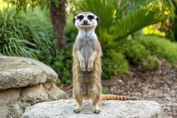 Fototapeta premium Meerkat - Suricata suricatta in a group in its natural habitat plays in a group.. Beautiful simple AI generated image