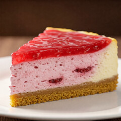 A slice of raspberry cheesecake