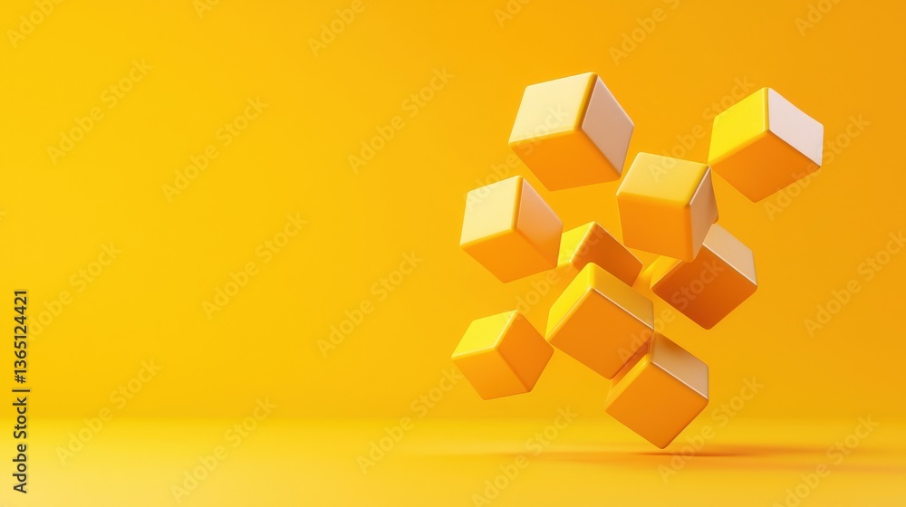 Aufkleber an abstract 3d rendering of job market fluctuation with floating cubes.