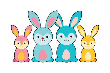 Four different cute bunny vectors art illustration1.eps