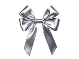 Isolated Silver Ribbon Bow