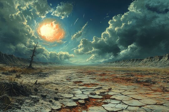 Ice Skaters Glide Gracefully on a Frozen Pond Beneath the Moonlit Sky, Creating a Serene Winter Atmosphere in a Barren Landscape - Powered by Adobe