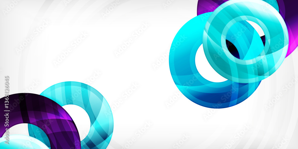 Poster bright colorful circles with light effects. abstract background