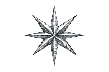 Obraz premium Star illustration hand-drawn eight-pointed.