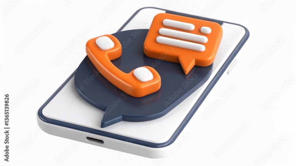 Poster a stylized phone icon displaying a chat bubble and a telephone, symbolizing communication and messag