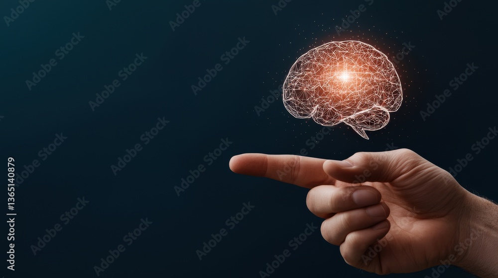 Aufkleber customer experience interaction data concept. a hand pointing at a glowing, abstract representation 