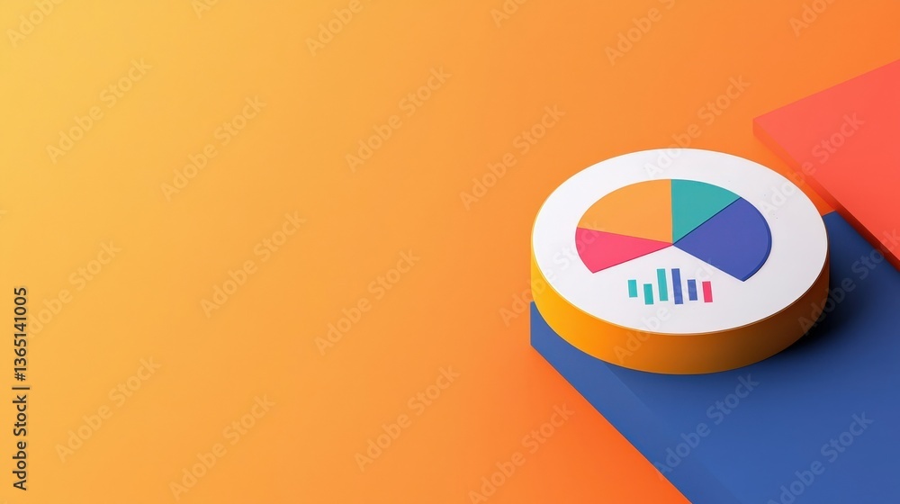 Aufkleber customer experience interaction data concept. colorful pie chart on a vibrant gradient background.